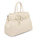 TL Bag Handtasche aus Leder mit Goldfarbenen Beschläge Beige TL141529