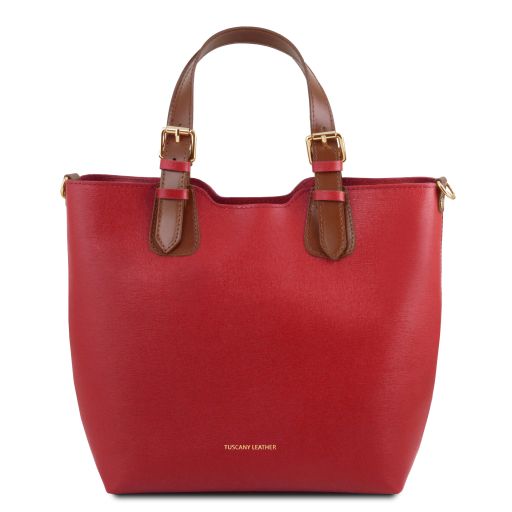 TL Bag Sac Cabas en Cuir Saffiano Rouge Lipstick TL141696