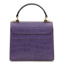 Atena Croc Print Leather Handbag Purple TL142267