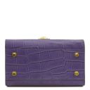 Atena Croc Print Leather Handbag Purple TL142267