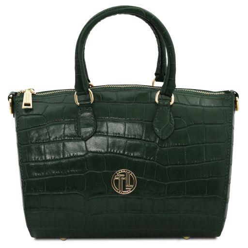 Layla Croc Print Leather Duffle bag Forest Green TL142398