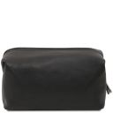 Smarty Reise- Kulturtasche aus Leder - Gross Schwarz TL141219