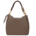 Amy Shopping Tasche aus Weichem Leder Dunkel Taupe TL142385