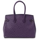 TL Bag Sac à Main en Cuir Imprimé Effet Autruche Violet TL142120