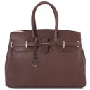 TL Bag Leather Handbag With Golden Hardware Coffee TL141529