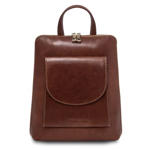 Paris Small Leather Backpack for Women Brown TL142410