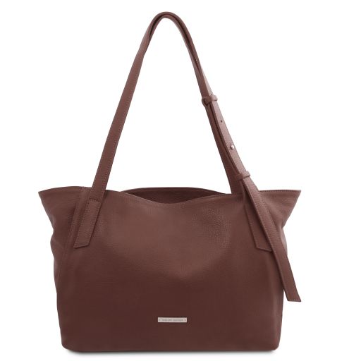 TL Bag Borsa Shopping in Pelle Morbida Caffè TL142230