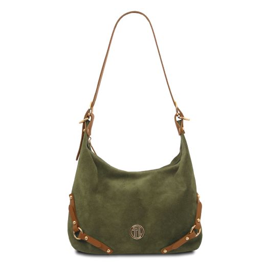 Sierra Suede Leather Shoulder bag Forest Green TL142419