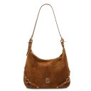 Sierra Borsa a Spalla in Pelle Scamosciata Cognac TL142419
