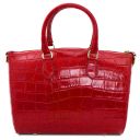 Layla Croc Print Leather Duffle bag Lipstick Red TL142398