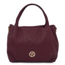 Nora Handtasche aus Weichem Geprägtem Leder Bordeaux TL142412