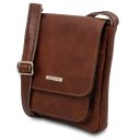 Jimmy Leather Crossbody bag for men With Front Pocket Dark Brown TL141407