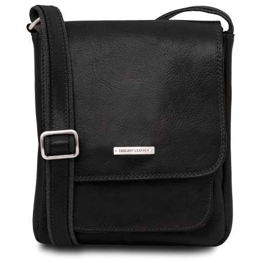 Jimmy Leather Crossbody bag for men With Front Pocket Черный TL141407