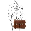 Ventimiglia TL SMART Multifach-Aktentasche aus Leder mit Zwei Aufgesetzten Taschen Braun TL142069