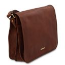 TL Messenger Bolso en Piel con Bandolera 2 Compartimentos - Modelo Grande Marrón TL142430