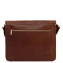 TL Messenger Two Compartments Leather Shoulder bag - Large Size Brown TL142430