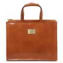 Palermo Serviette en Cuir Avec 3 Compartiments Miel TL140538