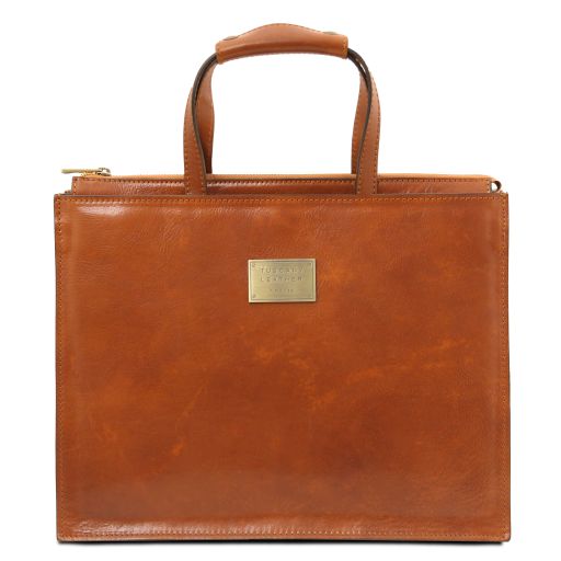 Palermo Serviette en Cuir Avec 3 Compartiments Miel TL140538