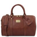 TL Voyager Reisetasche aus Leder mit Fach auf der Rückseite - Klein Braun TL141250