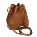 Panarea Sac Seau Pour Femme en Cuir et Elégant Portefeuille en Cuir Entièrement Zippée Cognac TL142443