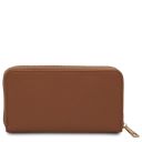 Maddalena Bolso Cubo Secchiello en Piel y Elegante Cartera en Piel con Cremallera en el Contorno Cognac TL142444