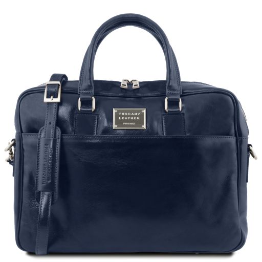Urbino Cartable en Cuir Porte Ordinateur Avec Poche Frontale Bleu foncé TL141241