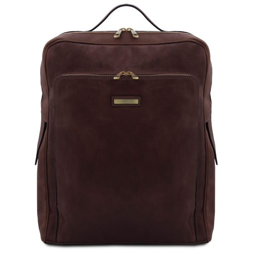 Bangkok Leather Laptop Backpack - Large Size Темно-коричневый TL142336