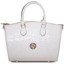 Layla Bauletto in Pelle Stampa Cocco Bianco TL142398