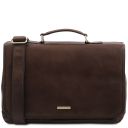 Mantova TL SMART Multifach-Aktentasche aus Leder mit Klappe Dunkelbraun TL140326