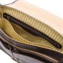 Mantova Cartable TL SMART Multi Compartiments en Cuir Avec Rabat Marron foncé TL140326