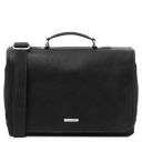Mantova Portafolio TL SMART Multiples Compartimientos en Piel y Solapa Negro TL142068