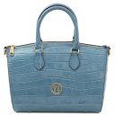Layla Bauletto in Pelle Stampa Cocco Celeste TL142398