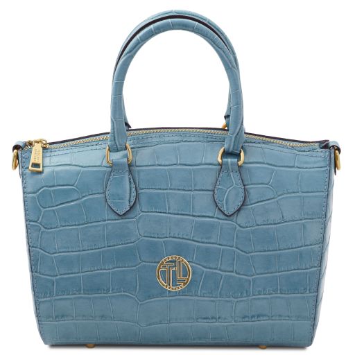 Layla Bolso a Mano en Piel Efecto Coco Azul claro TL142398