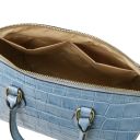 Layla Croc Print Leather Duffle bag Light Blue TL142398