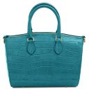 Layla Croc Print Leather Duffle bag Turquoise TL142398