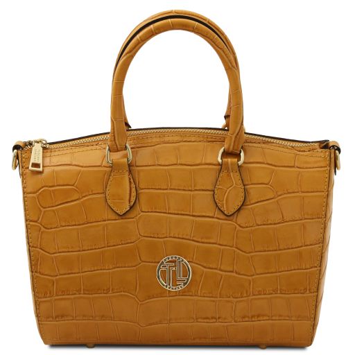 Layla Bauletto in Pelle Stampa Cocco Caramello TL142398