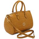 Layla Croc Print Leather Duffle bag Caramel TL142398