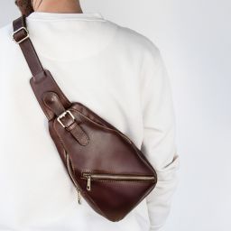 Kevin Sac Bandoulière en Cuir Marron foncé TL142423