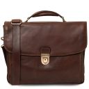 Alessandria Multifach-Notebooktasche aus Leder Dunkelbraun TL142067
