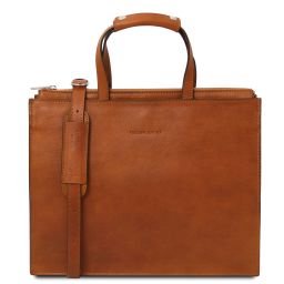 Palermo Leather Briefcase 3 Compartments for Women Natural TL142452