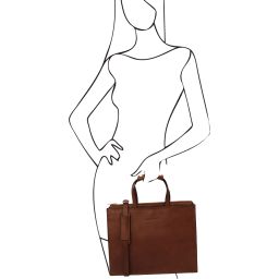 Palermo Porta Folios de Señora en Piel 3 Compartimentos Marrón TL142452