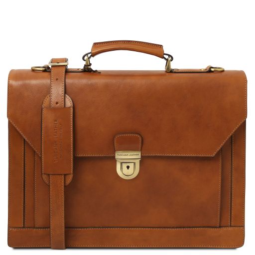 Cremona Cartable en Cuir Avec 3 Compartiments Naturel TL142448