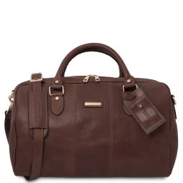 Lisbona Travel Leather Duffle bag - Small Size Dark Brown TL142441