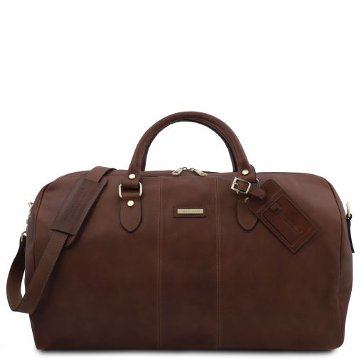 Lisbona Travel Leather Duffle bag - Large Size Dark Brown TL141657