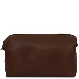 Smarty Leather Toiletry bag - Large Size Dark Brown TL141219