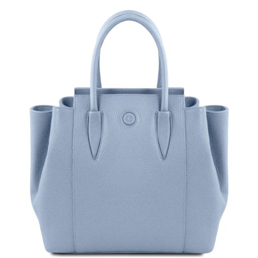 Tulipan Borsa a Mano in Pelle Celeste TL141727
