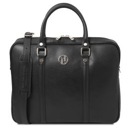 Prato Borsa Porta Computer da Donna in Pelle Saffiano Nero TL142453