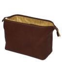 Smarty Leather Toiletry bag - Small Size Dark Brown TL141220