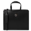 Palermo Serviette en Cuir Saffiano Avec 3 Compartiments Noir TL141369
