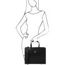 Palermo Serviette en Cuir Saffiano Avec 3 Compartiments Noir TL141369